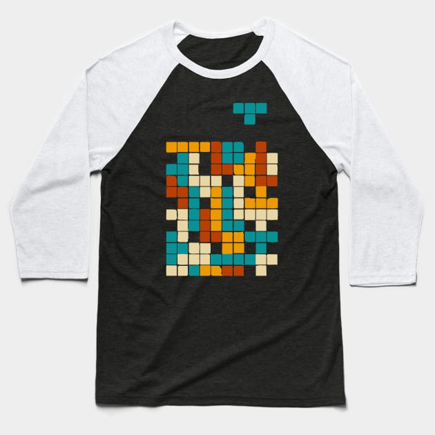 tetris blocks falling Baseball T-Shirt by Lamink